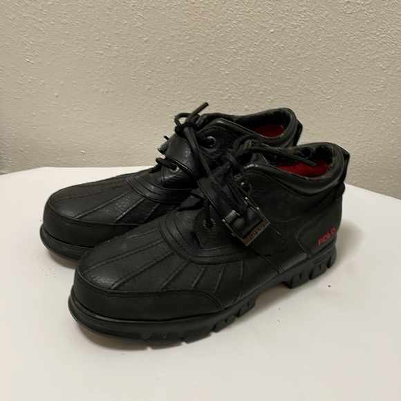 Polo Ralph Lauren Dress Shoes Mens Black Leather Duck Boots Size 10D - Picture 5 of 17
